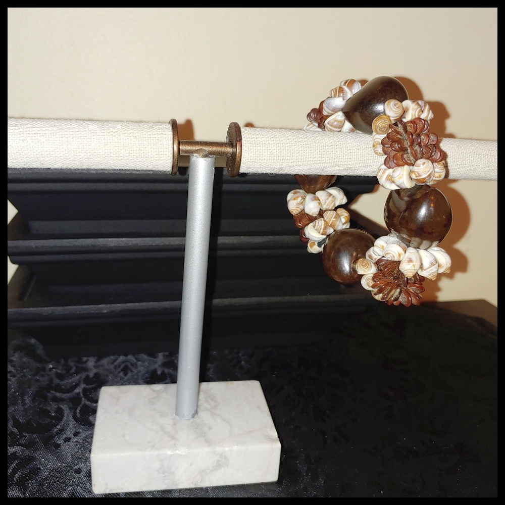 🎁 3 for $10 - Wooden Bead and Shell Elastic Bracelet